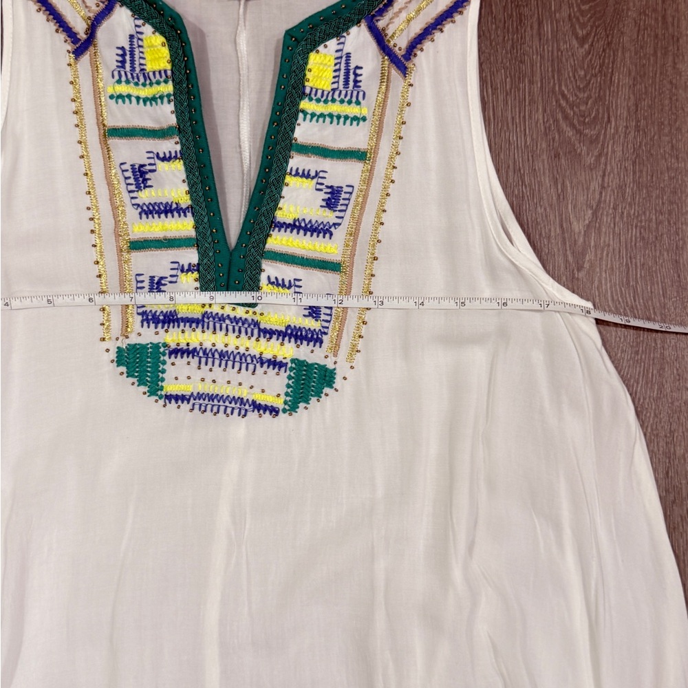 ForCynthia Beachwear High Low Beach Coverup Dress with Green Blue Details Size S - Picture 6 of 9